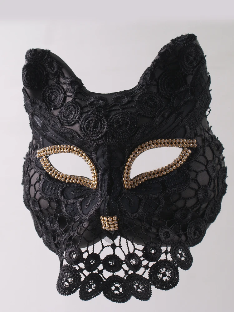

Mask Cartoon Full Face Fox Shape with Lace Transparent Mesh Singing Adult Accessories Suitable for Halloween Stage Retro Style
