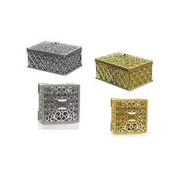 Silver - Color Hollow Flower Pattern Mini Treasure Jewelry Box Set (4 pcs set)