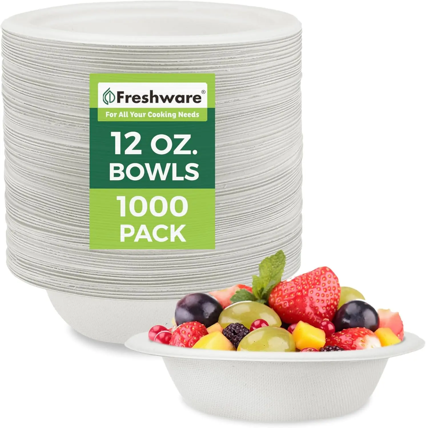 Disposable 12 oz. Soup Bowl, 1000-Pack Biodegradable Sugarcane Fiber Serving Bowls-Heavy Duty Bagasse