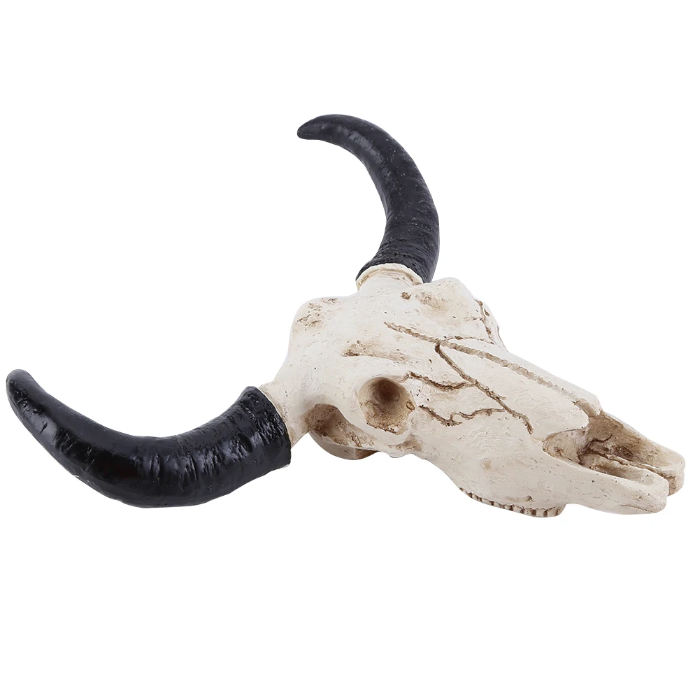 Bull Head Pendant Wall Hanging Longhorn Cow Skull Head Ornament Figurines Crafts Fashion Nostalgic Realistic Nursery Decor