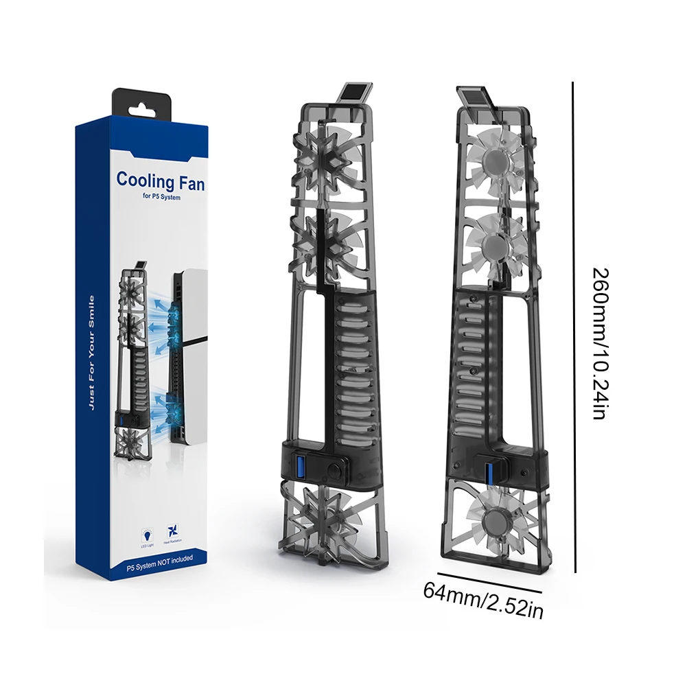 선풍기 저소음 효율적인 냉각 시스템, RGB LED 조명, PS5 슬림 디스크 및 디지털 에디션용 게임 액세서리