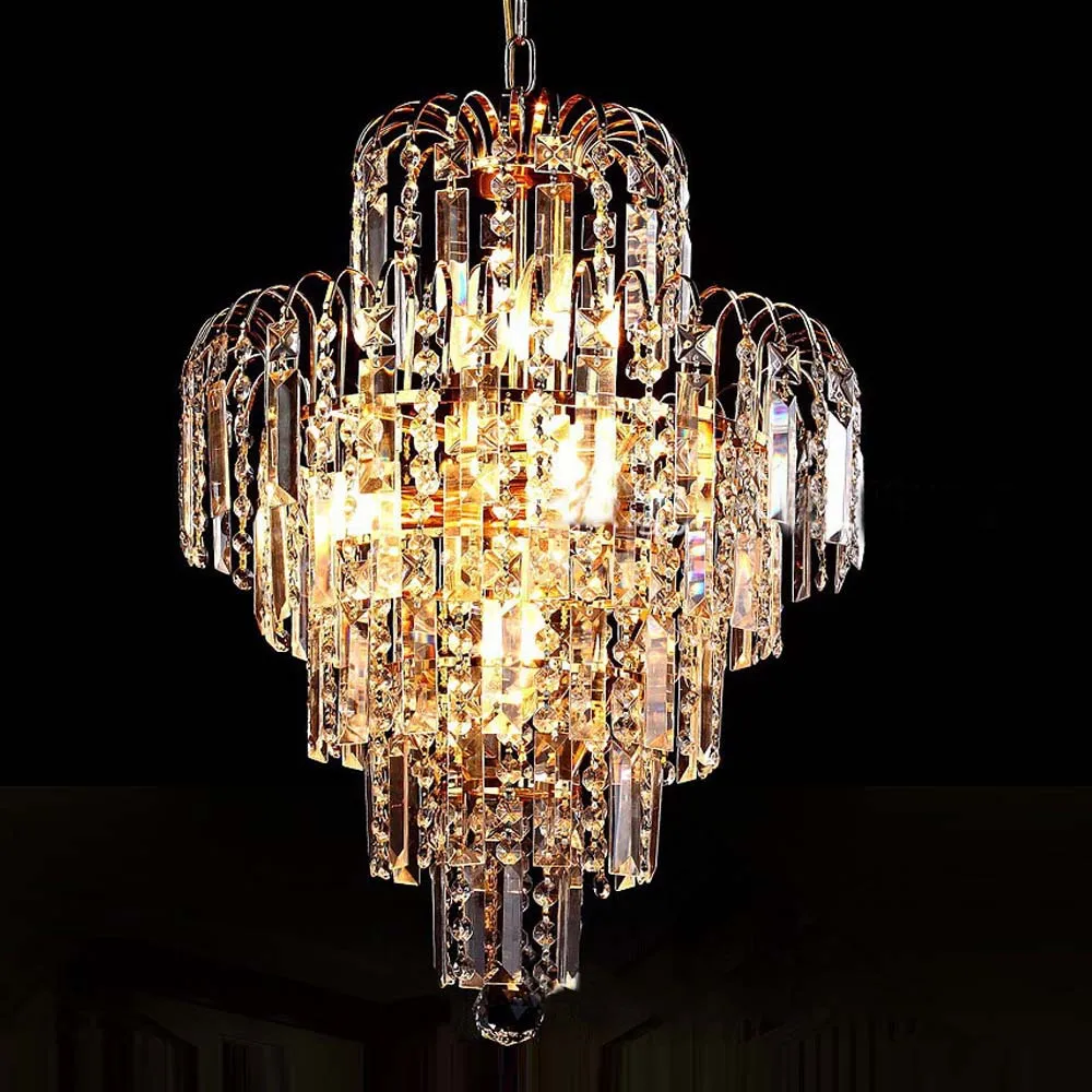 

Luxury Royal Golden Crystal K9 Chandelier Crystal Golden Chandeliers Hall Living Room Lighting lustre de cristal