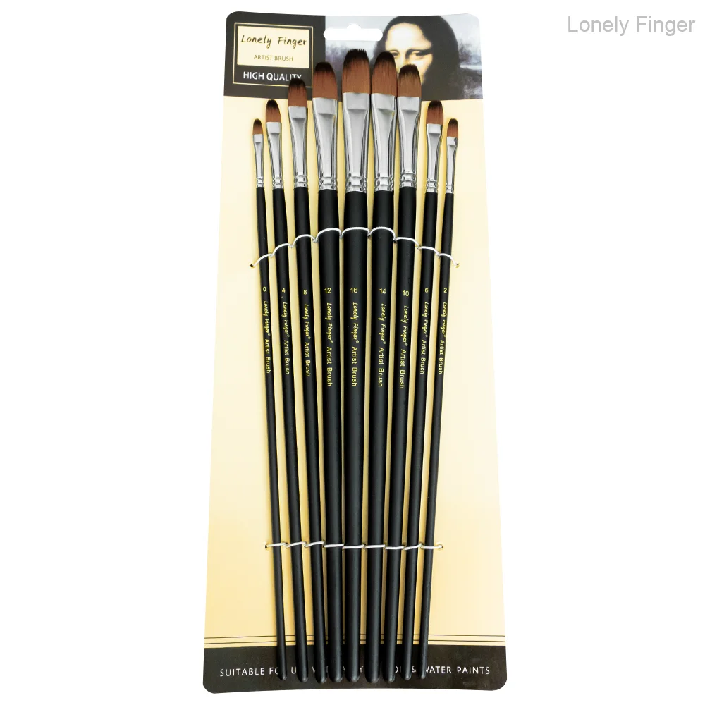Professional 13-Piece Watercolor Paintbrush Set with Long Wooden Handles and Soft Nylon Bristles