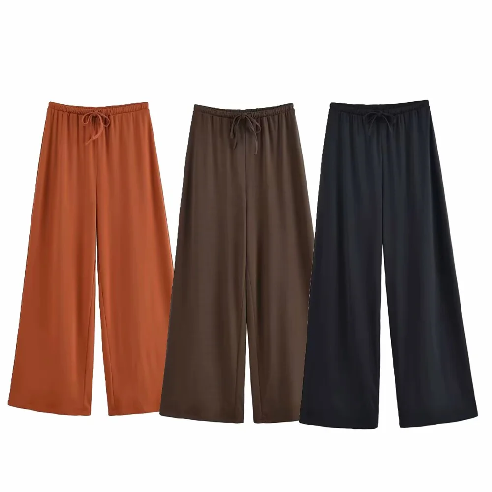 2025 New Women's Casual Elegant European and American Style Design Texture Straight Tube High Waist Casual Pants