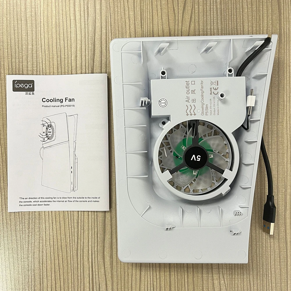 측면 장착 냉각 선풍기, LED 조명 포함, 5V 외부 장착 냉각 선풍기, PS5 SLIM 게임 콘솔용 냉각 선풍기