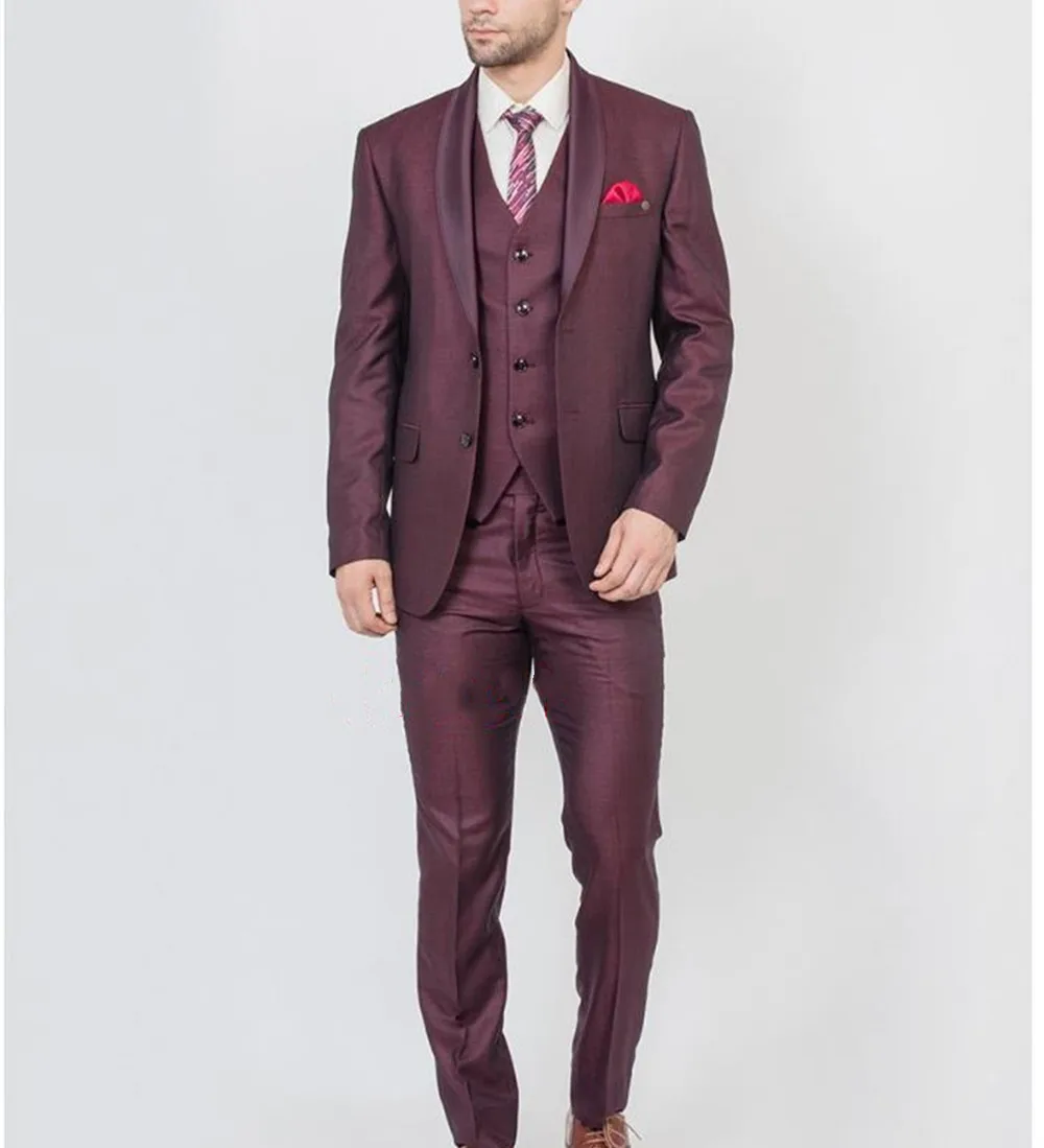 

Tailor Made Burgundy Perfomance Tuxudo Best Man Trouser Suit Jacket For Wedding Men Suits Handsome Man Costume 2 Piece Suit Set