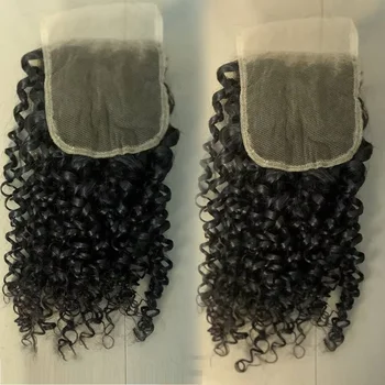 Chiusura in pizzo 5x5 per capelli ricci Melt Skin Pixie, Frontale in pizzo 13x4, Capelli umani ricci voluminosi, Pizzo invisibile, Pizzo 4x4, Pizzo 6x6