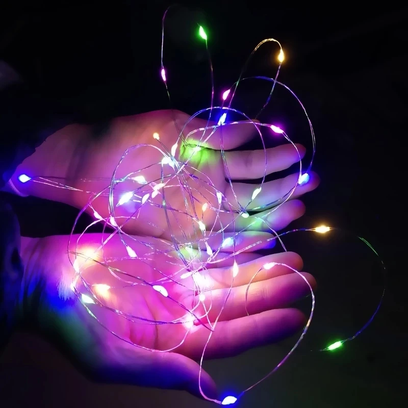 Impermeรกvel LED Light String para grinalda, baixa tensรฃo, fio de cobre, caixa de bateria, fada, Natal, USB, CR2032, 3V, 1-30m