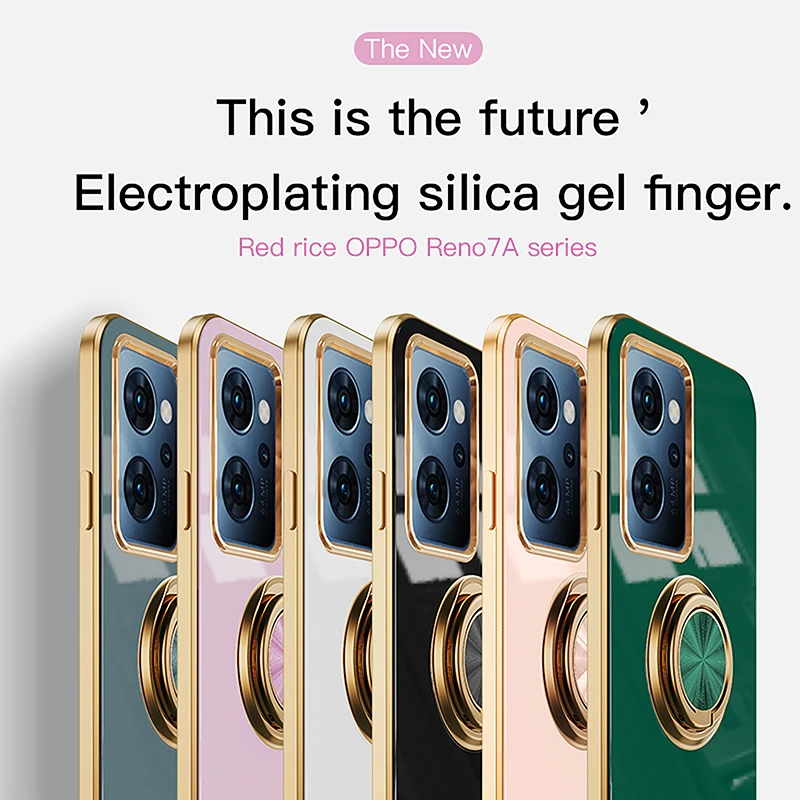 Luxury Plating Ring Holder Stand Phone Case with Back Cover
