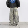 Men's and Women's Jeans Splicing Tattered Striped Overalls Denim Loose Low-rise Wide-leg Pants Retro Hip Hop Harajuku Y2k Baggy 4