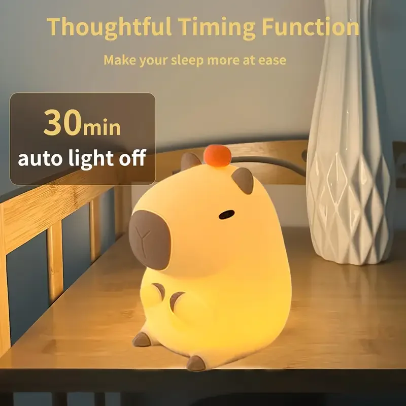 modern capybara   light with 30 minute timer and touch function adds atmosphere to the room good for bedroom and living room   home decoration suitable as a gift   with a usb data cable 2