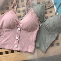 Femmes tricoté débardeur sangle gilet femme tricot haut court poitrine enveloppement pur sous-vêtements en coton Camisoles 6