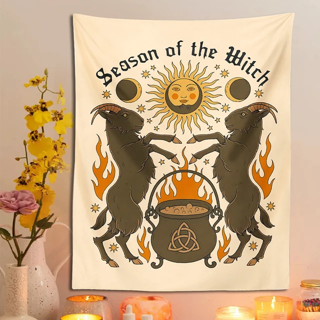 Boszorkányság Jóslás Tarot Kárpitfal Lógó Nap Hold Pszichedelikus Háttérszövet Boho Hippi Tapiz Kollégiumi Lakberendezés - Image 2
