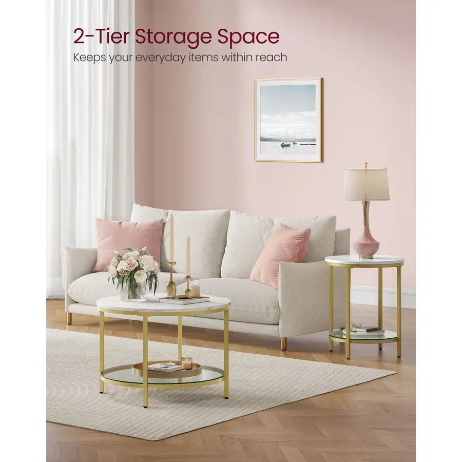 2‑Tier Round Marble Coffee Table 4