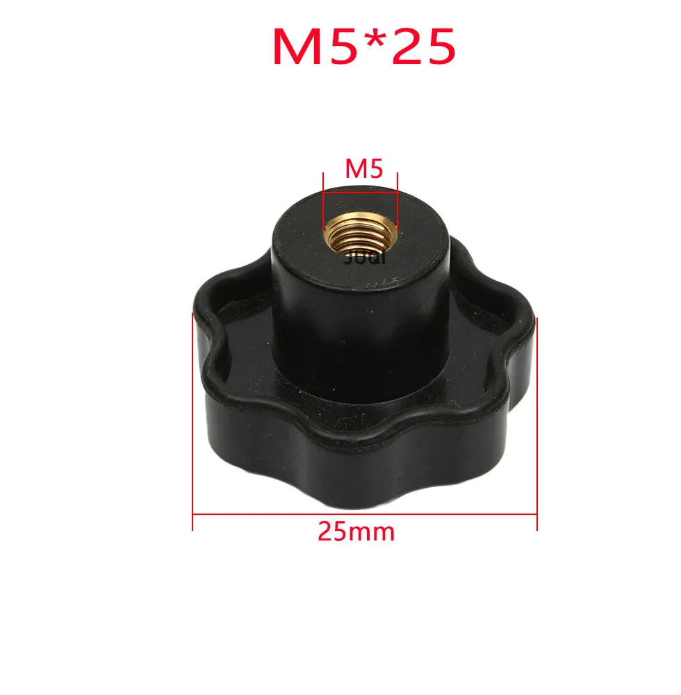 1PCS M5 M6 M8 M10 M12 five star manual screw nut Torx bakelite adjusting knob handle brass core nut black cabinet handle