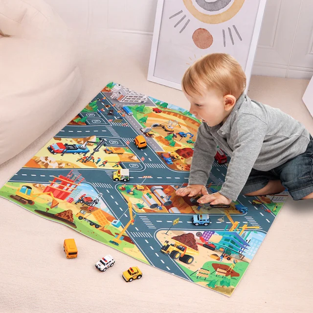 Baby Play Mat Road Map Mat for City Traffic City Car Parking Lot Map Traffic Signs Kids Climbing Playing Mat Educational Toy 1