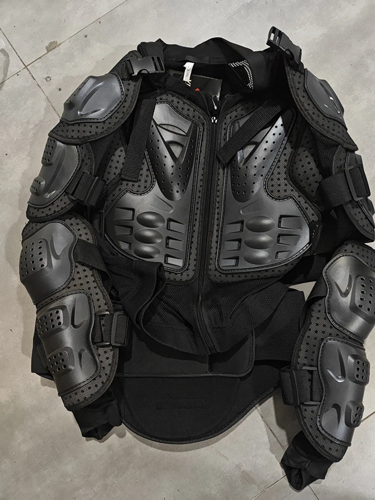 Men's Motorcycle Armor Jacket with Elastic Waist Ventilated Breathable Multi-Protection Anti-Drop Motocross Protective Gear Coat
