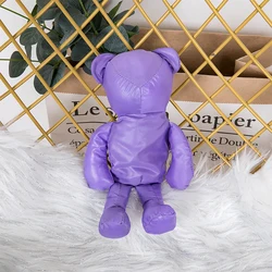 Eco-Friendly Gold Coated Bear Design Reusable Cotton Tote Bag with Waterproof Lining (PURPLE)