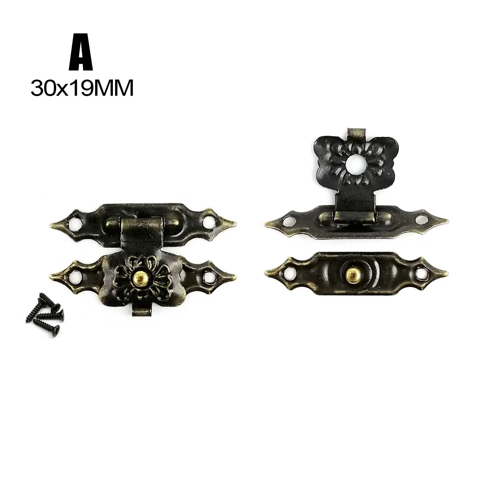 12pcs Mini Antique Brass Bronze Decorative Jewelry Chest Gift Wine Box Wooden Case Hasp Latch Toggle Lock Closure DIY furniture hardware toggle latches jewelry box hasps decorative latches