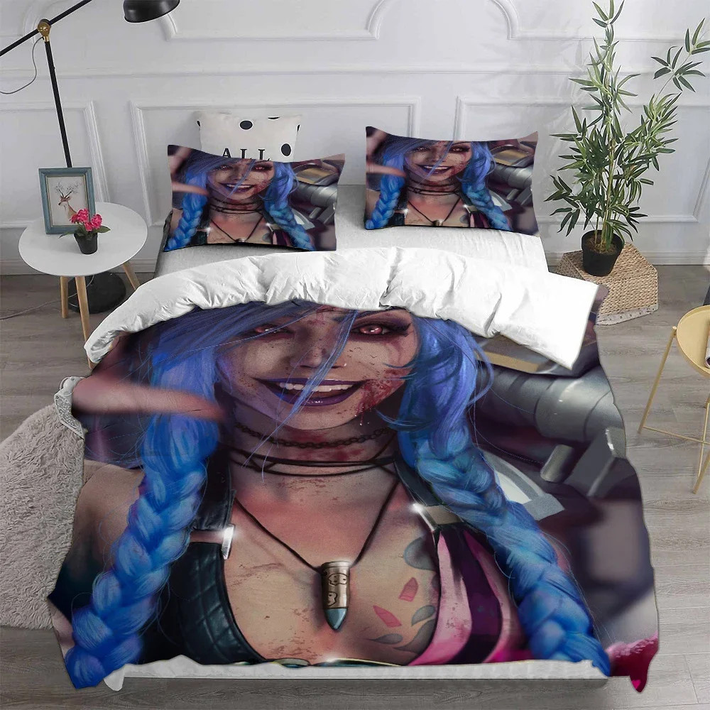 3D Printed Jinx Arcane Bedding Set Pillowcase Duvet Cover Double Twin Full Queen King Adult Kids Bedclothes Quilt Cover 6