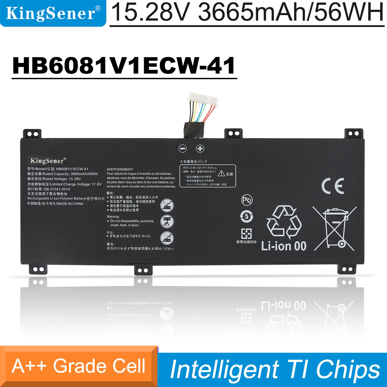 Kingsener Hb6081v1ecw41 Bateria do Portátil para Huawei Honor Magicbook Pro 2023 V700 Matebook d 16 Hly-w19rp Hbl-w19 W29 Frd-wfg9