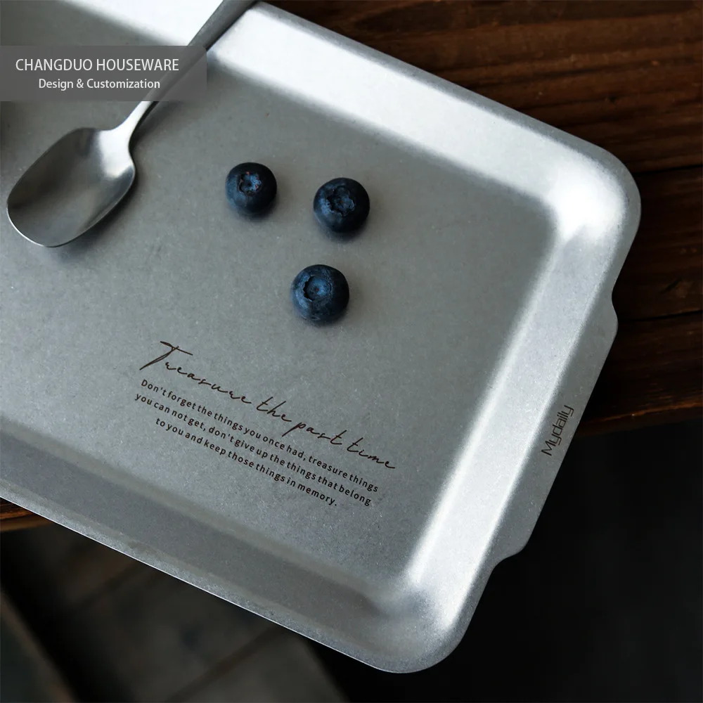 Nordic Style Vintage Series Stainless Steel Serving Tray Minimalist Design Kitchen Tableware for Serving Plates