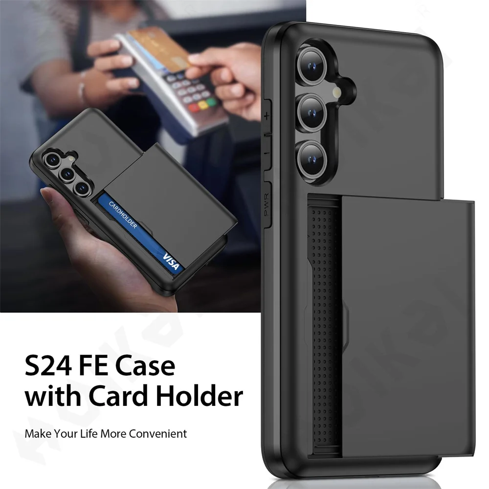 Heavy Duty Dual-Layer Protective Wallet Case with Hidden Card Slot