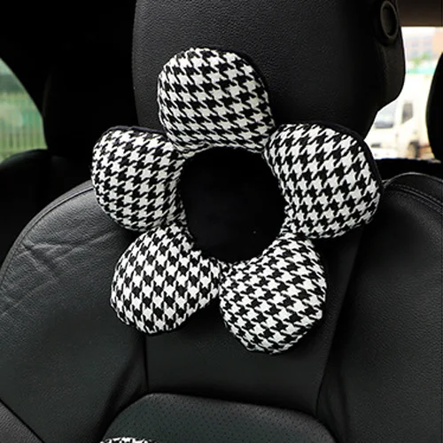 Oreiller de taille de voiture en forme de fleur classique, coussin de siège  de voiture en peluche douce, assistance de soutien lombaire, ornements  intérieurs automatiques pour la décoration intérieure de voiture 