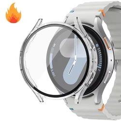 Matte Hard PC Case with Tempered Glass Screen Protector - Full Protective Cover Bumper - Galaxy watch FE 40mm (Transparent 01)