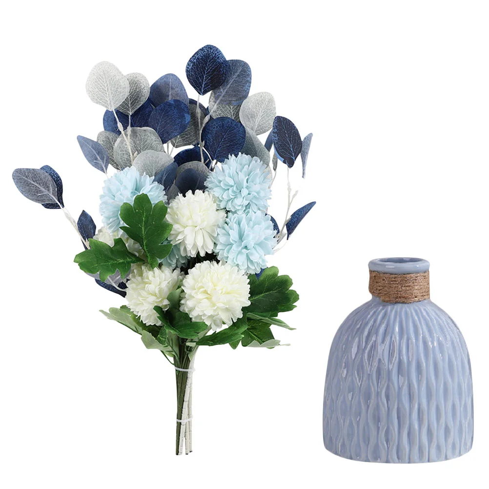 

Artificial Flower The Office Decor Delicate Hydrangea Bouquet Decoration Flowers Decore Ceramics with Vase