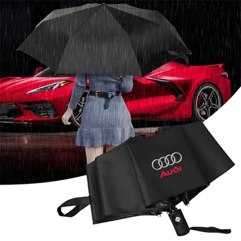Ombrello Pieghevole Portatile con Logo Auto, Protezione Solare, Antivento, Accessori Auto per Audi A1 A2 A3 A4 A5 A6 A7 A8 Q5 Q7 C8 R Quattro