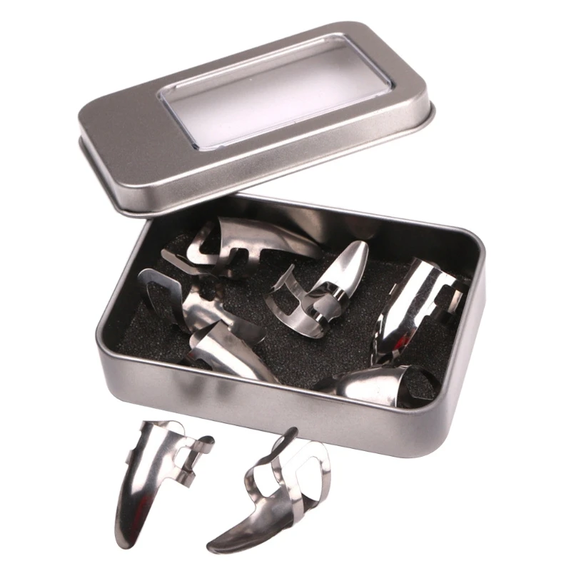 

8x Stainless Steel, Open Design, Metal Finger Picks for Guitar Banjo Dobro,