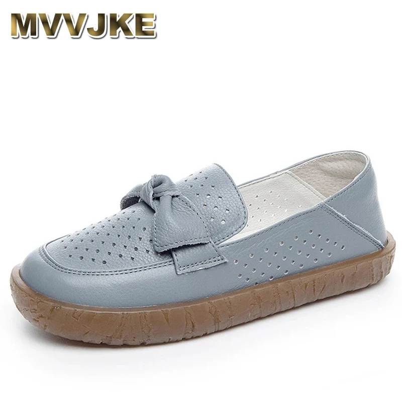 

Super Soft Genuine Leather Pregnant Woman Non-slip Tendon Outsole Bowtie Flats Nurse Summer Slip-on White Loafers Driving Shoes