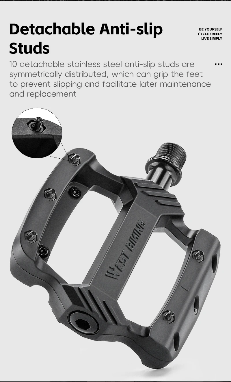 WEST BIKING Fahrradpedale Nylon Ultraleicht Rutschfest 3-Lager MTB Rennrad Pedal BMX Flache Breite Plattformpedale Fahrradteile – Detail 5