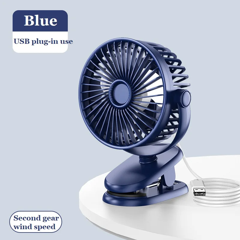 USB Plug-in Use Mini Clipped Fan 360° Rotation 2-speed Wind Desktop  Ventilator Silent Air Conditioner for Bedroom Office