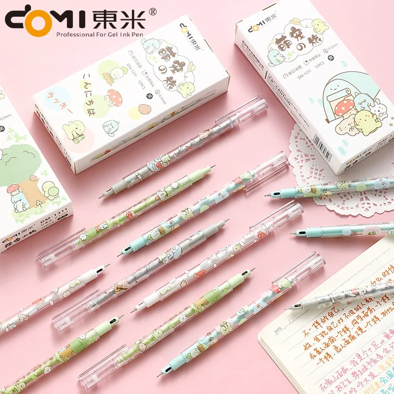 

48 pcs/lot Kawaii Animal Press Gel Pen For Writing Cute 0.5mm Black Ink Pen Gift Stationery Office School Supplies