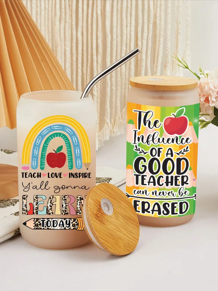 UV DTF Transfer Sticker Teacher For The 16oz Libbey Glasses Wraps Bottles Cup Can DIY Waterproof Decals D3768 dtf transfer sticker