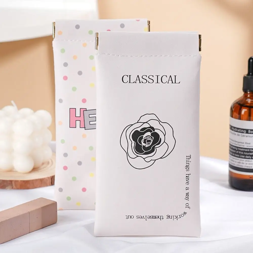 

Fashion Floral Printed Glasses Bag Self-closing PU Leather Sunglasses Case Portable Mini Lipstick Cosmetic Jewelry Storage Bag