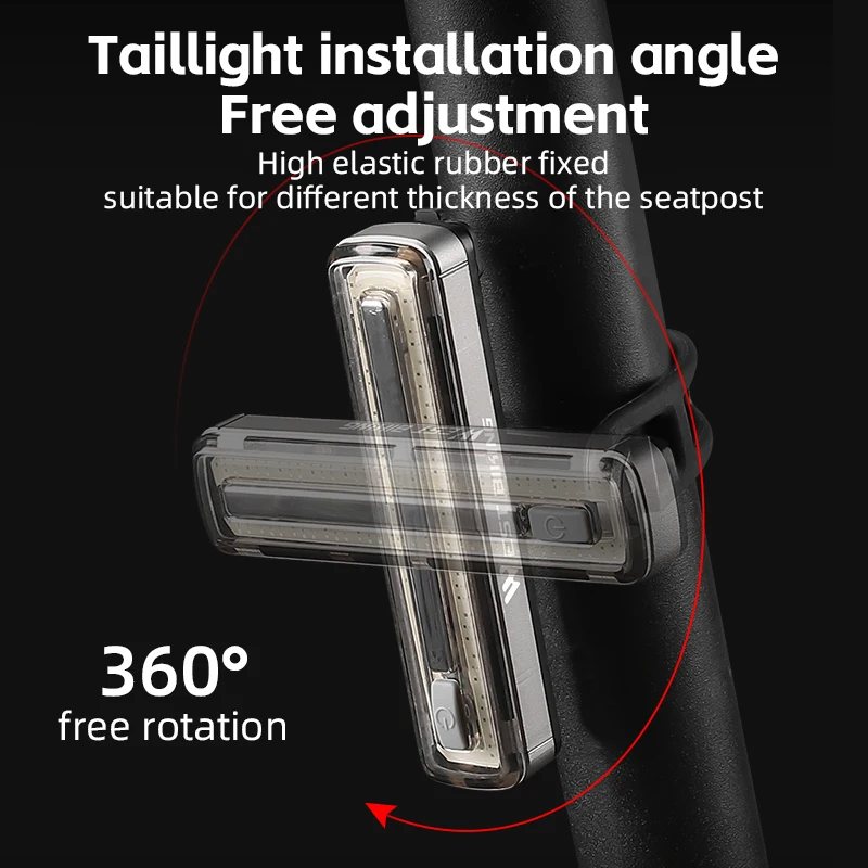 WEST BIKING Colorful Bicycle Taillight Aluminum Alloy USB Rechargeable LED Light Bar Portable Helmet Rear Light Bike Accessories