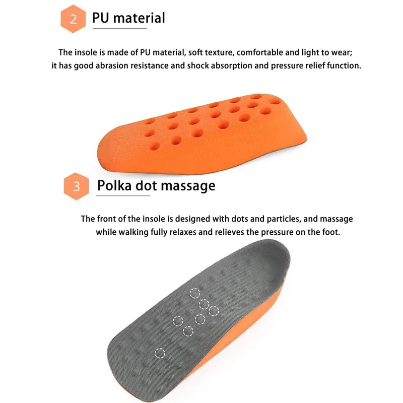 Memory Height Increasing Insoles Universal Flat Arch Support Orthopedic Sports Insoles Invisible Heel Increasing Cushions