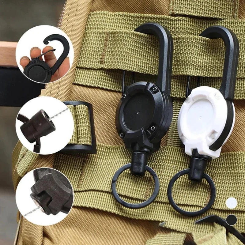 

Outdoor Automatic Retractable Wire Rope Luya Anti-theft Tactical Keychain Telescopic Keychain Retractable Hook Tool
