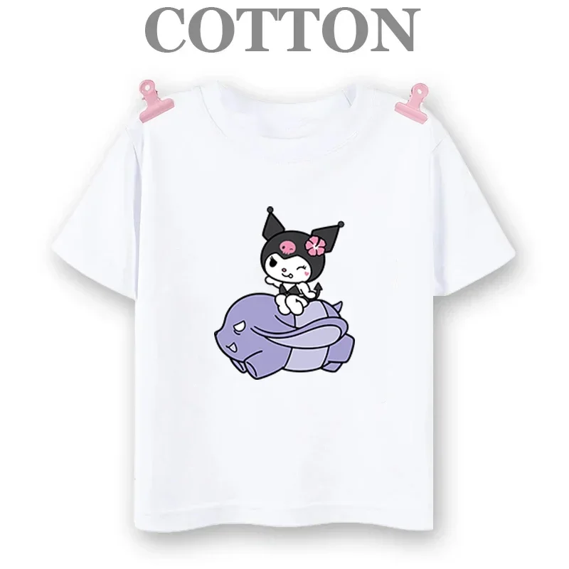 thumbnail image 1 of Camiseta de algodón 100% para niños Kuromi, camiseta informal de verano de manga corta con estampado de anime My Melody Sanrio, regalo kawaii para niños y niñas, 1 of 4