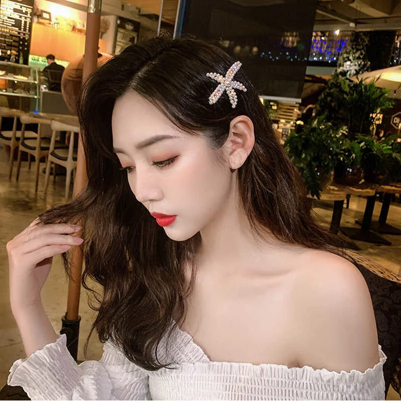 Neue Mode Seestern Clip für Frauen trend ige Mädchen Acryl Perle Berrettes geometrische Haarschmuck Haar griff Geschenk – Detail 11