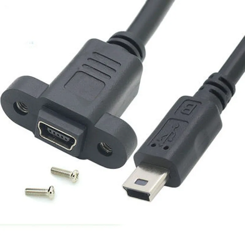 

25 см мини USB 2,0 Штекерный разъем к мини USB 2,0 гнездовой удлинитель кабеля 17,5 мм с винтами монтажное отверстие для панели