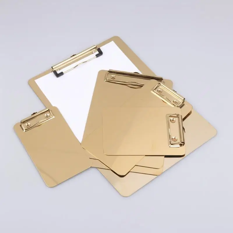 골든 스테인레스 스틸 클립보드 학교 사무실 비즈니스 프레젠테이션을 위한 경량 문서 홀더 정리함