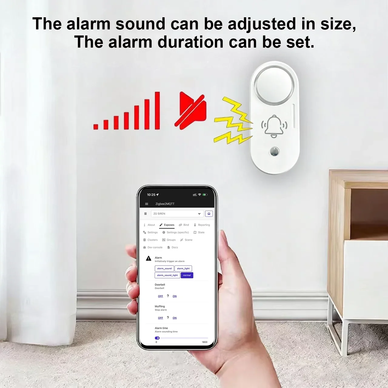 Wireless Zigbee Siren Alarm - 110dB Security Alert with Vibration Sensor and Battery Operation