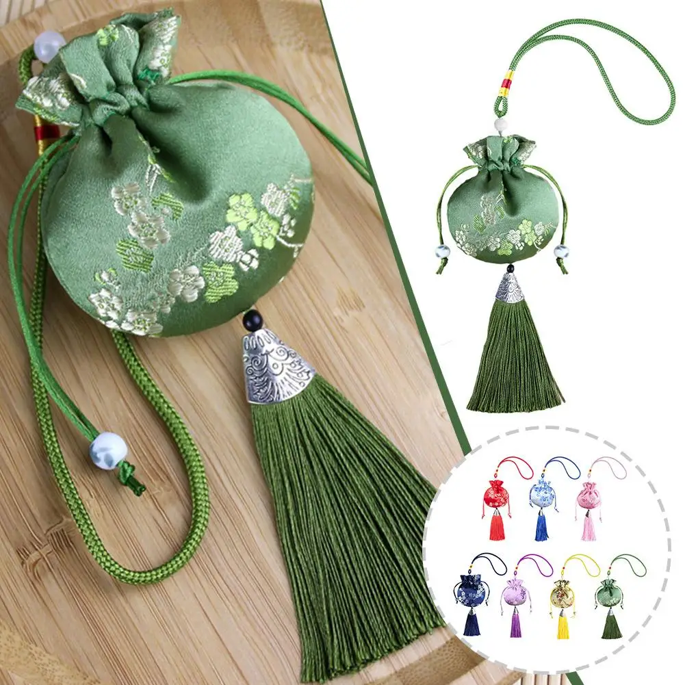

Chinese Silk Style Brocade Embroidered Bag Embroidery Sachet Cloth Bags Tassel Pendant Drawstring Bag For Jewelry Gift Ta T2T1