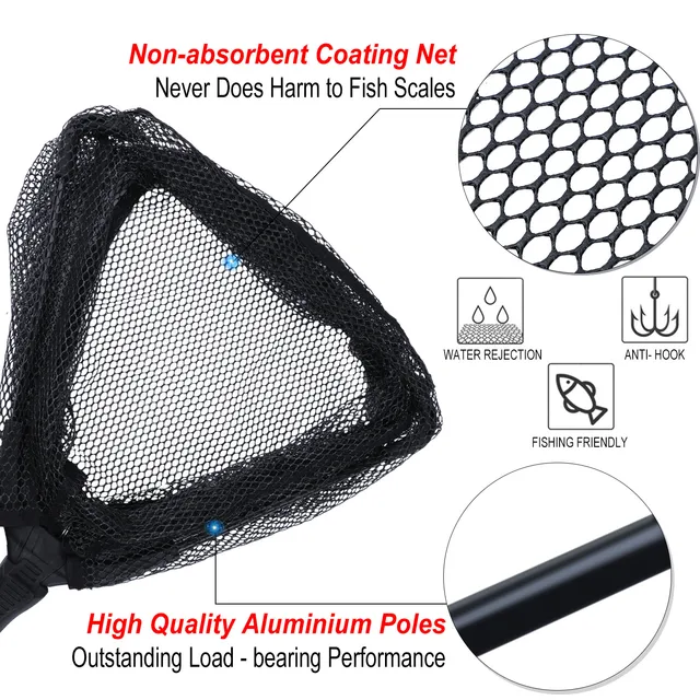 Sougayilang Fishing Tool Net Fishing tackle 70cm 95cm 115cm Portable Retractable Folding Fishing Net for Bass Carp Trout Fishing 3