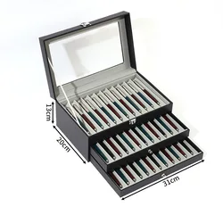 Spacious Turquoise Pen Display and Storage Box (Three - layer 36 - bit inner gray pen box)