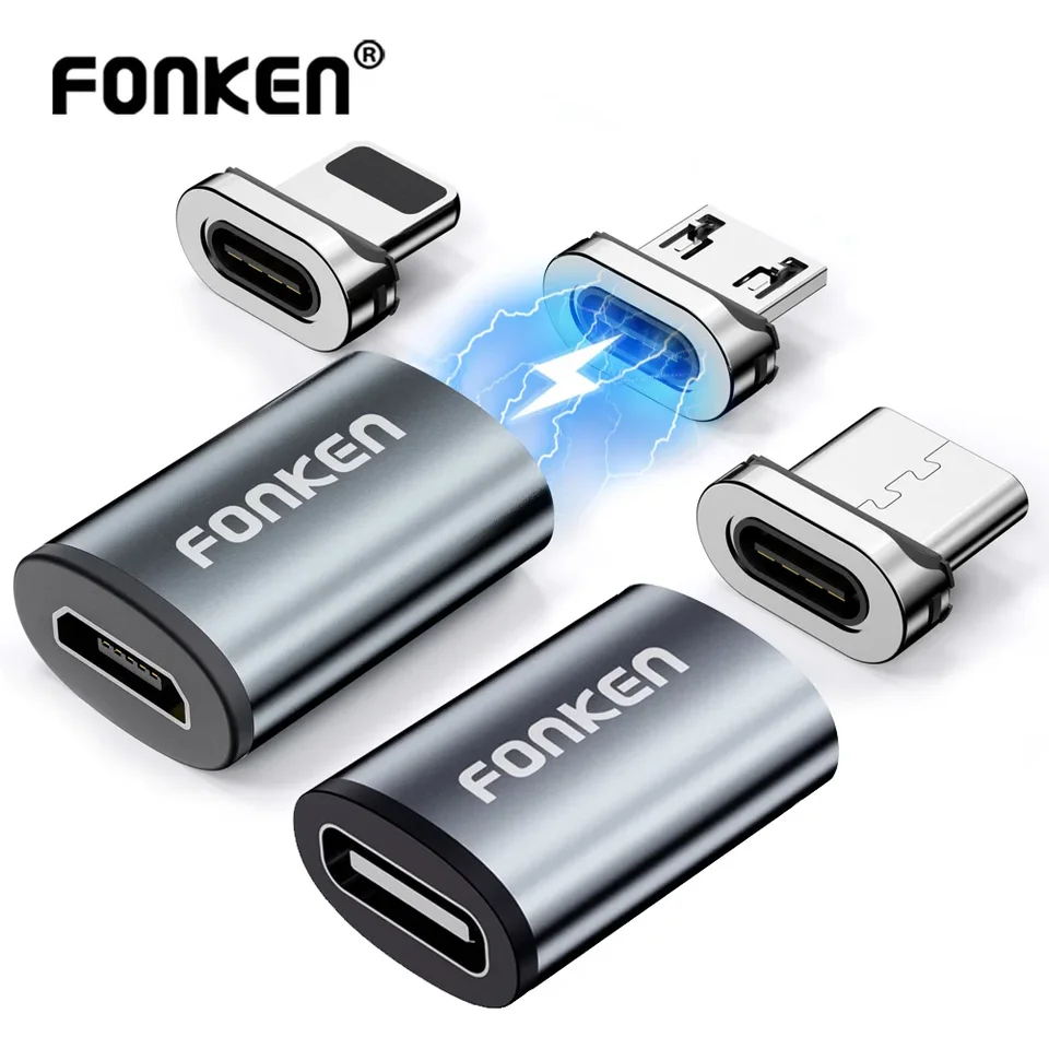 FONKEN USB Cable Magnetic Adapter Micro USB Type C Magnetic Charger  Connector For iPhone Samsung Usbc 3 in 1 Charging Converter